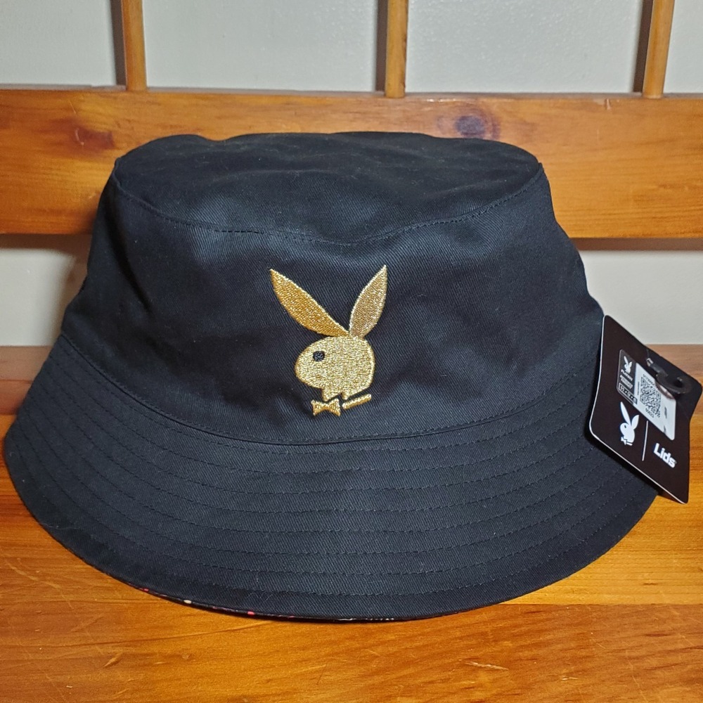 Playboy Lids YOTR Bucket Hat OSFM 990 Black Gold Reversible NEW PLYB0105 NWT